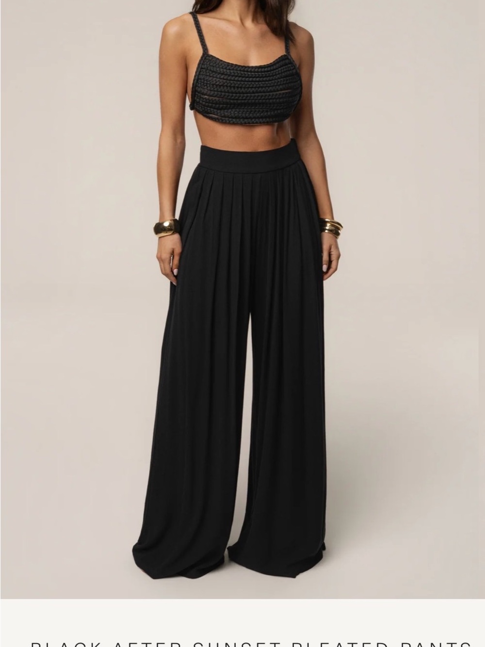 JLUXLABEL Black Wide Leg Pleated Pants- runs small fits like XL